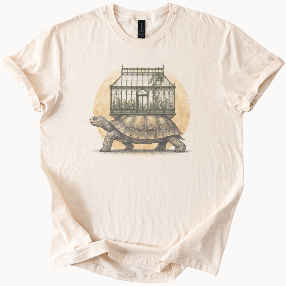 Tortoise Carrying a Victorian Greenhouse Tee